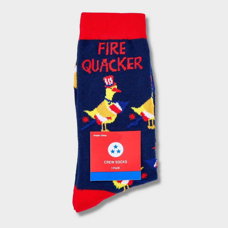 Women's 'Fire Quacker' Duck Crew Socks - Navy 4-10