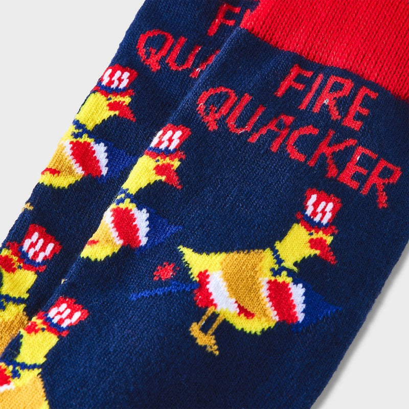 Women's 'Fire Quacker' Duck Crew Socks - Navy 4-10