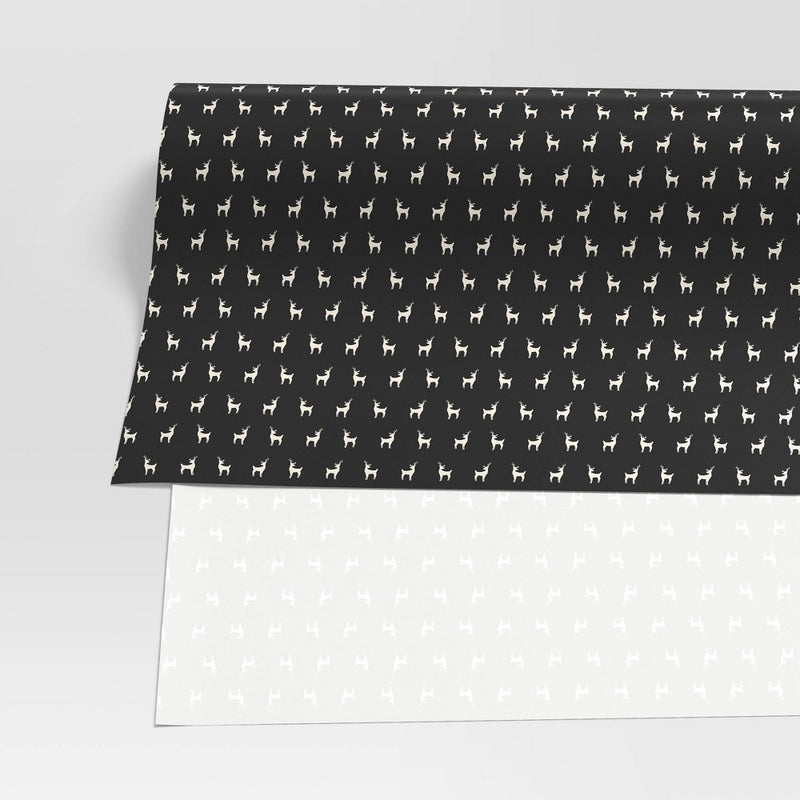 220 sq ft Deer Christmas Gift Wrap Cream/Black - Wondershop: FSC Certified (LOCAL PICKUP ONLY)