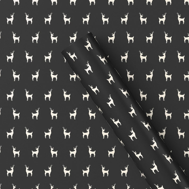 220 sq ft Deer Christmas Gift Wrap Cream/Black - Wondershop: FSC Certified (LOCAL PICKUP ONLY)