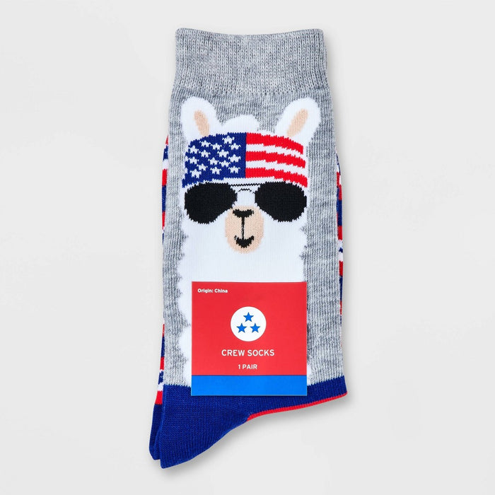 Women's Rocker Llama Crew Socks - Heather Gray 4-10