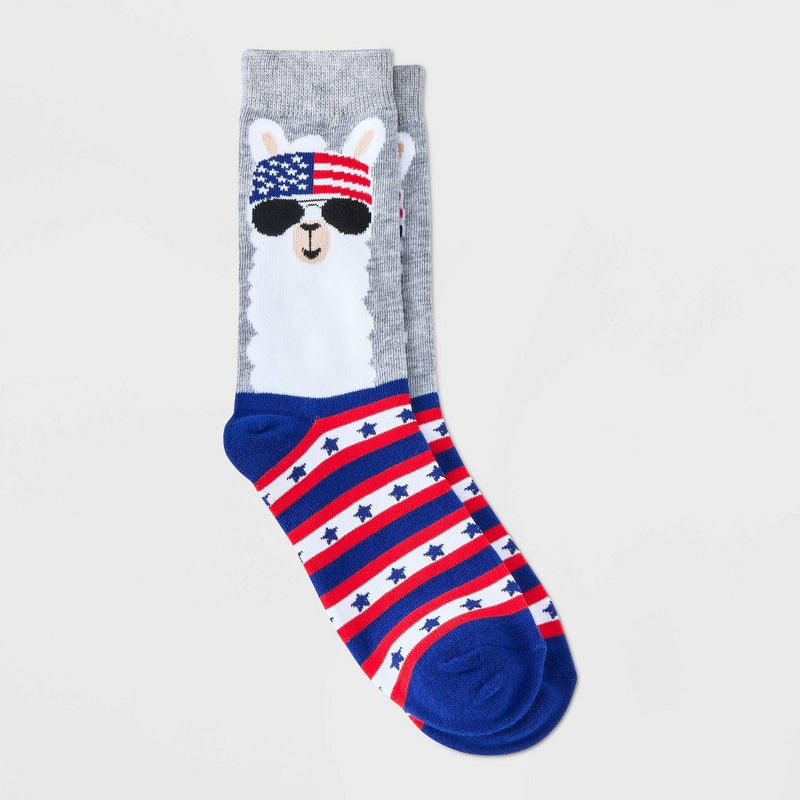 Women's Rocker Llama Crew Socks - Heather Gray 4-10