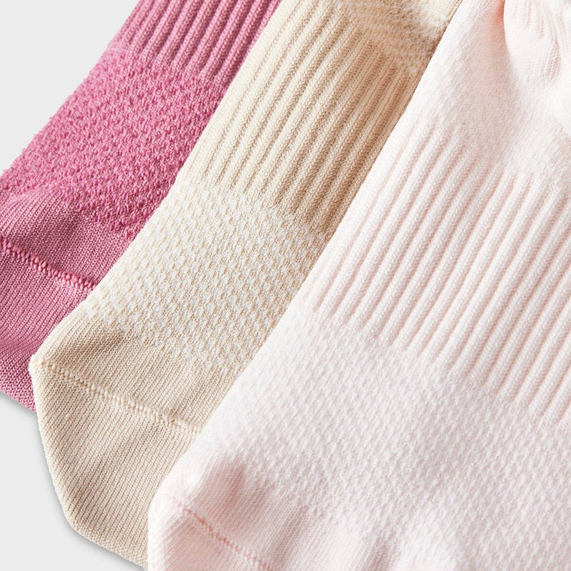Women's 3pk Featherlight Super Soft Fine Gauge Knit Sneaker Liner Socks - Universal Thread Pink/Taupe/Purple 4-10