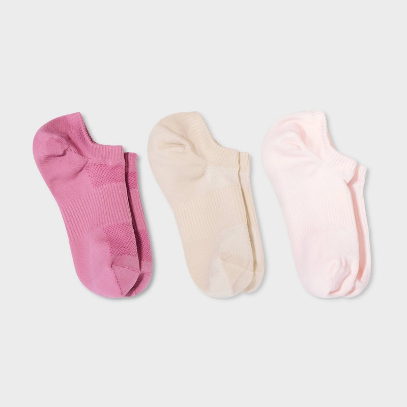 Women's 3pk Featherlight Super Soft Fine Gauge Knit Sneaker Liner Socks - Universal Thread Pink/Taupe/Purple 4-10