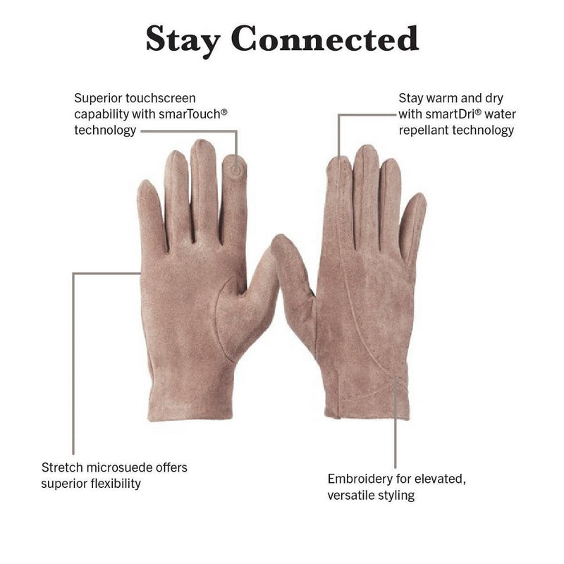 Isotoner Stretch Microsuede Gloves - Camel L/XL