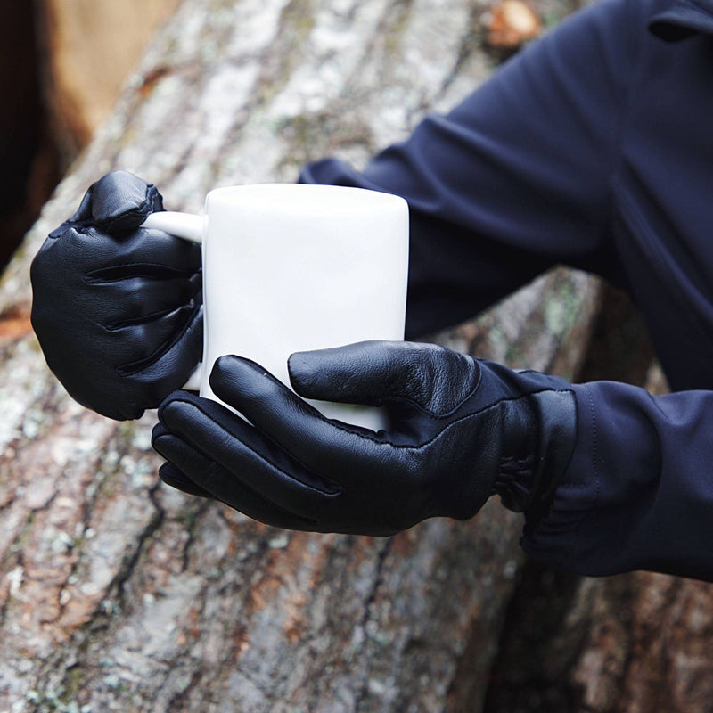 Isotoner Faux Leather Glove with Gathered Wrist - Black L/XL
