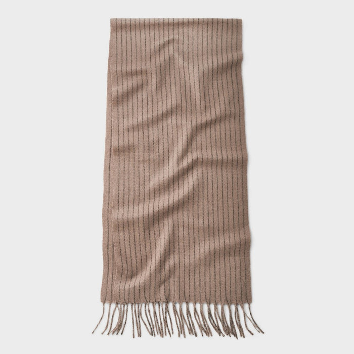 Pinstripe Blanket Tassel Scarf - A New Day Light Brown