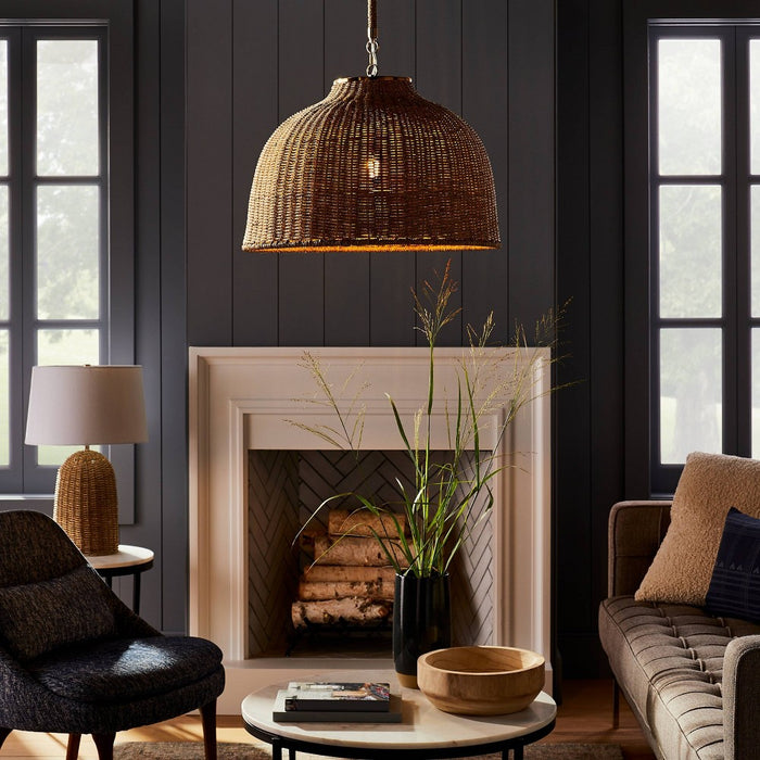 Large Seagrass Pendant Table Lamp Brown - Threshold designed with Studio McGee: Jute Drum Shade, UL Listed, Adjustable Height (LOCAL PICKUP ONLY)