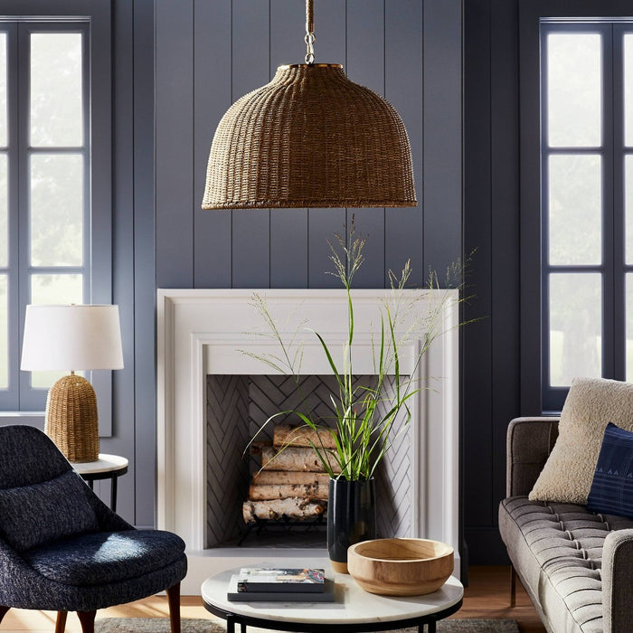 Large Seagrass Pendant Table Lamp Brown - Threshold designed with Studio McGee: Jute Drum Shade, UL Listed, Adjustable Height (LOCAL PICKUP ONLY)