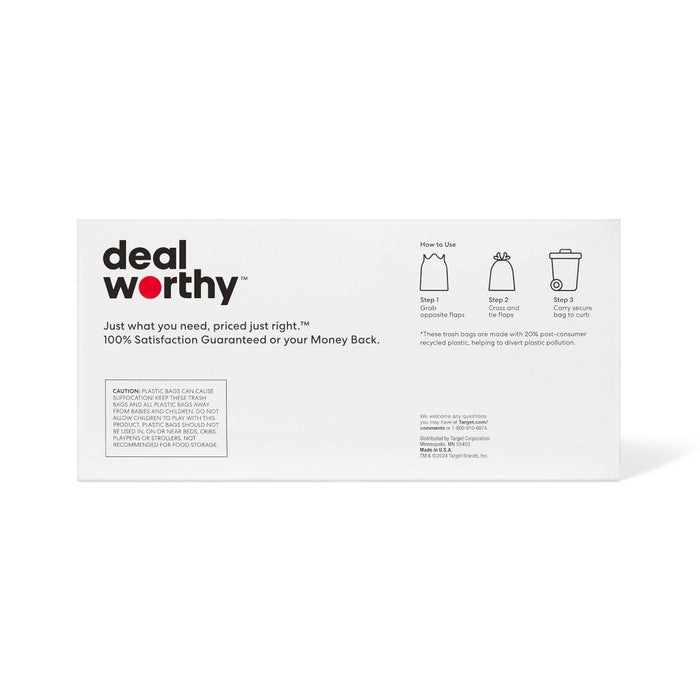 Large Flap-Tie Trash Bags - 30gal - 60ct - Dealworthy