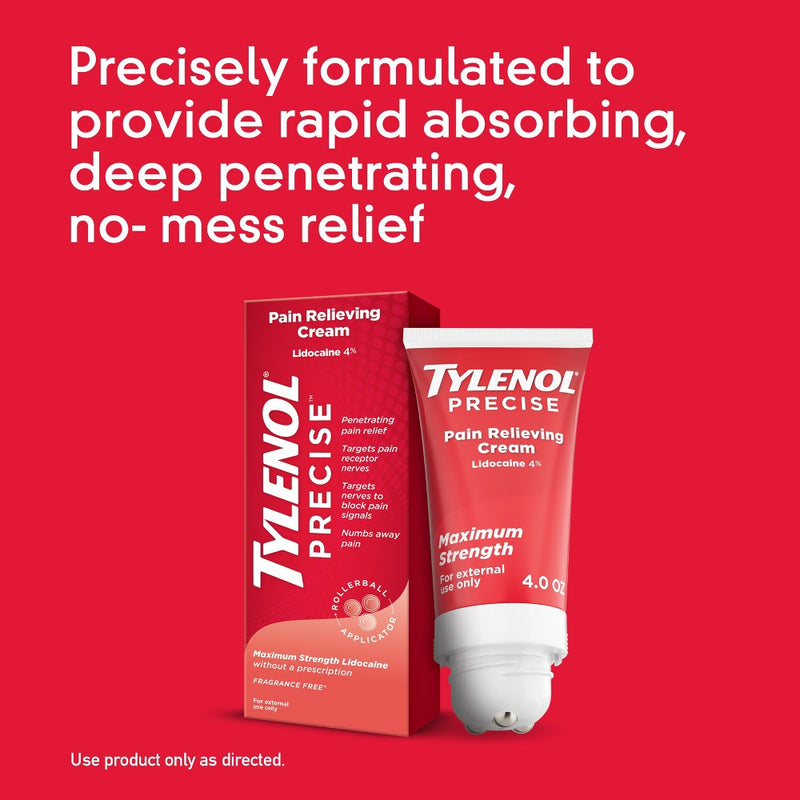 Tylenol Precise Maximum Strength 4% Lidocaine Pain Relieving Cream - Fragrance Free - 4oz