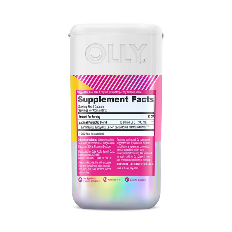 OLLY Happy Hoo-Ha Probiotic Capsules for Women Supports, Vaginal Health and pH Balance - 25ct