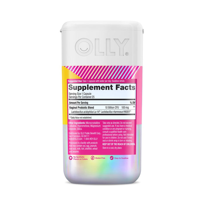 OLLY Happy Hoo-Ha Probiotic Capsules for Women Supports, Vaginal Health and pH Balance - 25ct