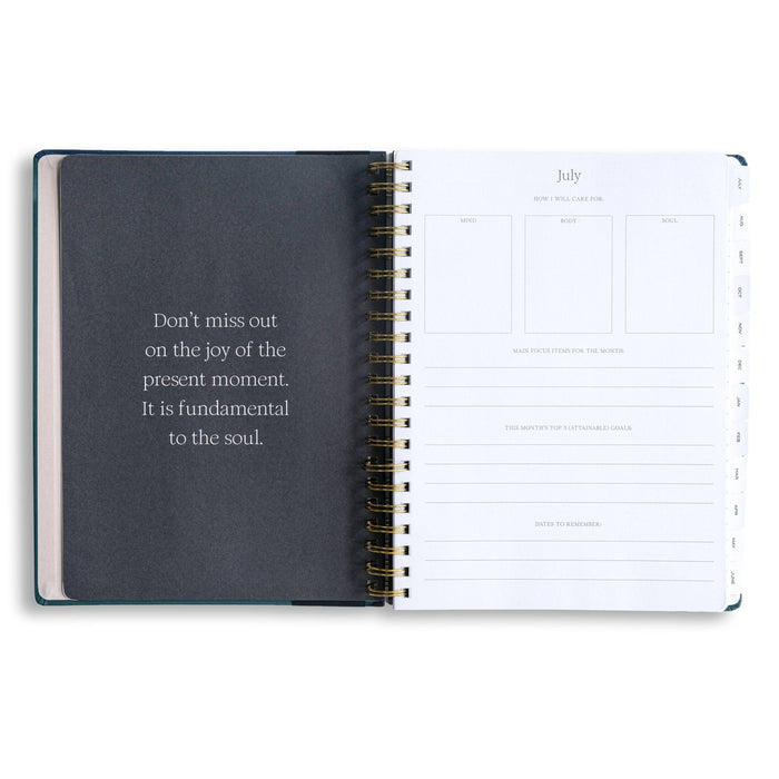 Wit & Delight 2024-25 Weekly/Monthly Academic Planner 11"x8.5" Matte Spiral Blue Color Block: Tabs, Pockets, Ring Binding