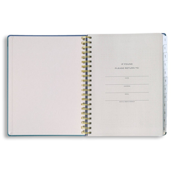 Wit & Delight 2024-25 Weekly/Monthly Academic Planner 11"x8.5" Matte Spiral Blue Color Block: Tabs, Pockets, Ring Binding