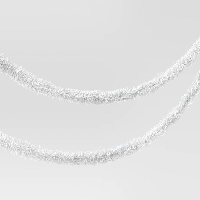 15' Mini Tinsel Christmas Garland White - Wondershop