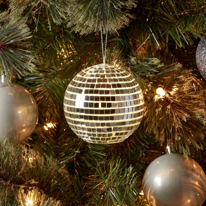 Mirrored Ball Light-up Christmas Tree Ornament Silver - Wondershop