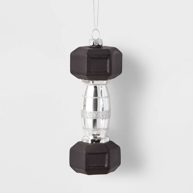5.5" Dumbbell Glass Christmas Tree Ornament - Wondershop