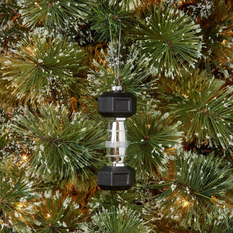 5.5" Dumbbell Glass Christmas Tree Ornament - Wondershop