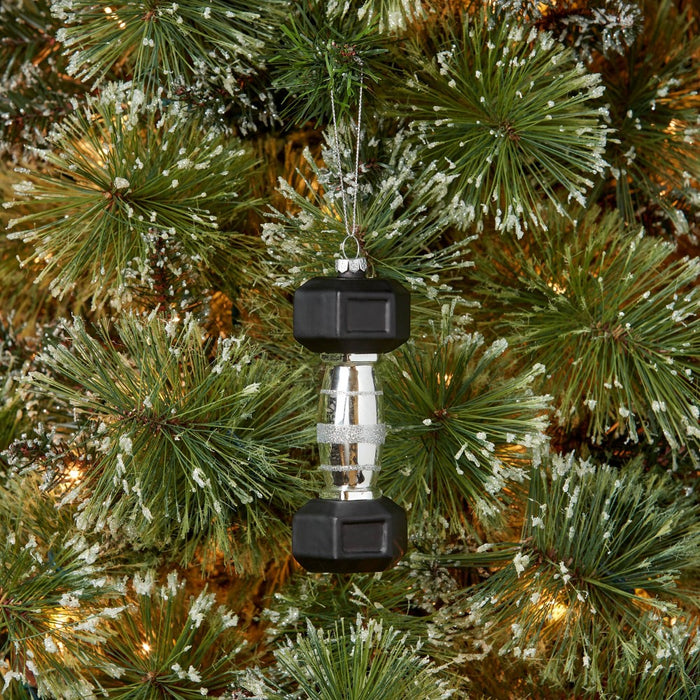 5.5" Dumbbell Glass Christmas Tree Ornament - Wondershop
