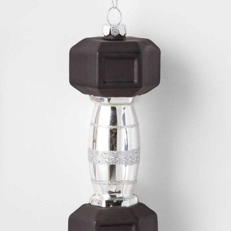 5.5" Dumbbell Glass Christmas Tree Ornament - Wondershop