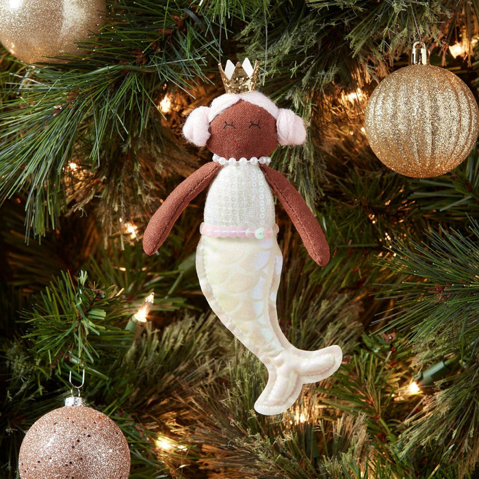 Fabric Mermaid with Pink Hair Christmas Tree Ornament - Wondershop: Indoor Use, 7" Height, No Battery Required