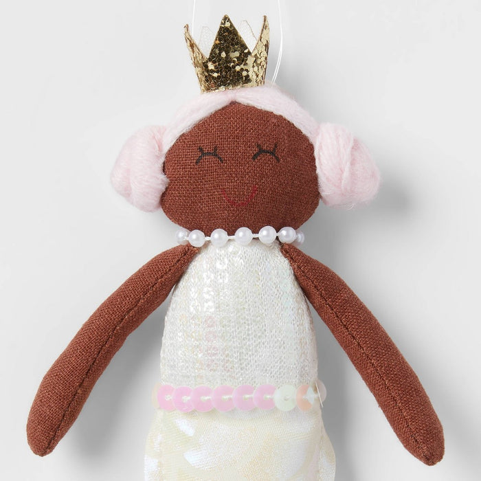 Fabric Mermaid with Pink Hair Christmas Tree Ornament - Wondershop: Indoor Use, 7" Height, No Battery Required