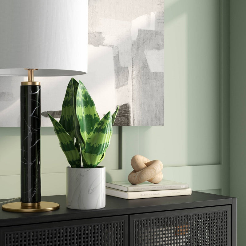 11' Small Snake Plant in Marble Pot Artificial Plant - Threshold: Faux Flora in Stoneware, Indoor Decorative Accessory