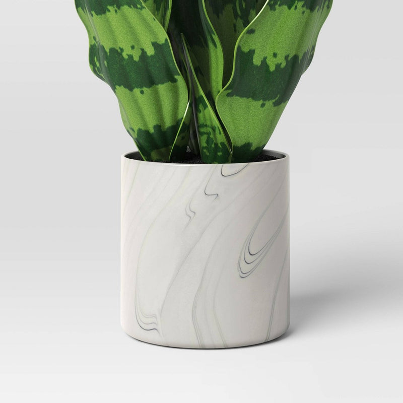 11' Small Snake Plant in Marble Pot Artificial Plant - Threshold: Faux Flora in Stoneware, Indoor Decorative Accessory