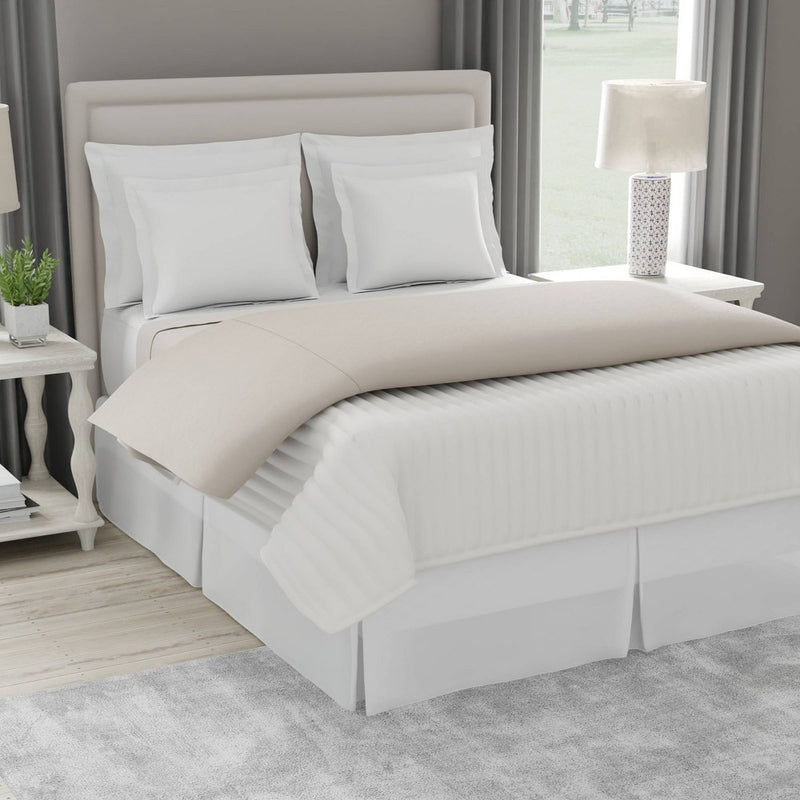 Queen Tailored Bedskirt White - Magic Skirt: Polyester, Machine Washable, Plain Weave, All Ages, 15" Drop