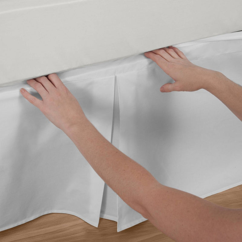 Queen Tailored Bedskirt White - Magic Skirt: Polyester, Machine Washable, Plain Weave, All Ages, 15" Drop