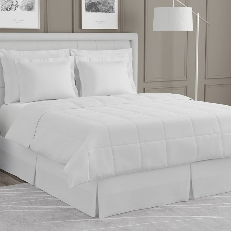 Queen Tailored Bedskirt White - Magic Skirt: Polyester, Machine Washable, Plain Weave, All Ages, 15" Drop