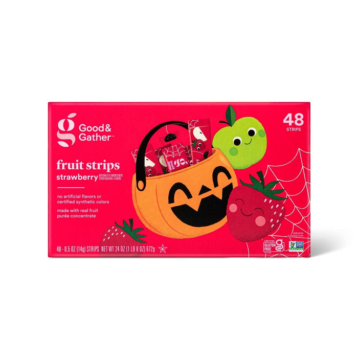 Halloween Trick or Treat Strawberry Fruit Strips - 24oz/48ct - Good & Gather