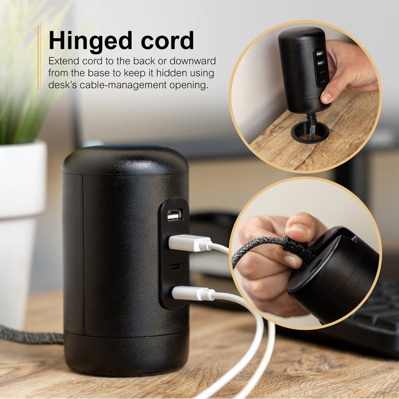 GE 2 USB-A 2 USB-C 2 Outlet Desktop Charging Station 5' Cord Black