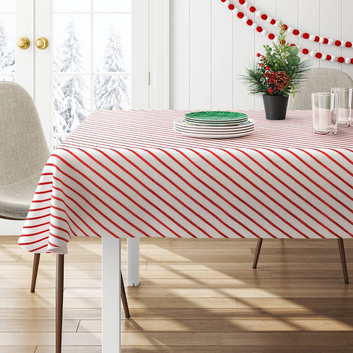 84"x60" Christmas Red Striped Tablecloth - Wondershop