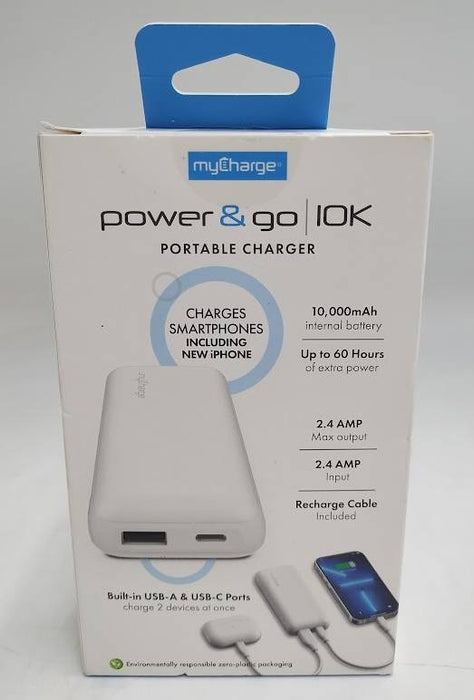 myCharge 10000mAh Power & Go Power Bank - White