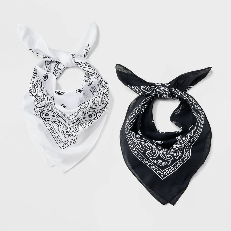 Men's Paisley Bandana Scarves - Goodfellow & Co Black/White