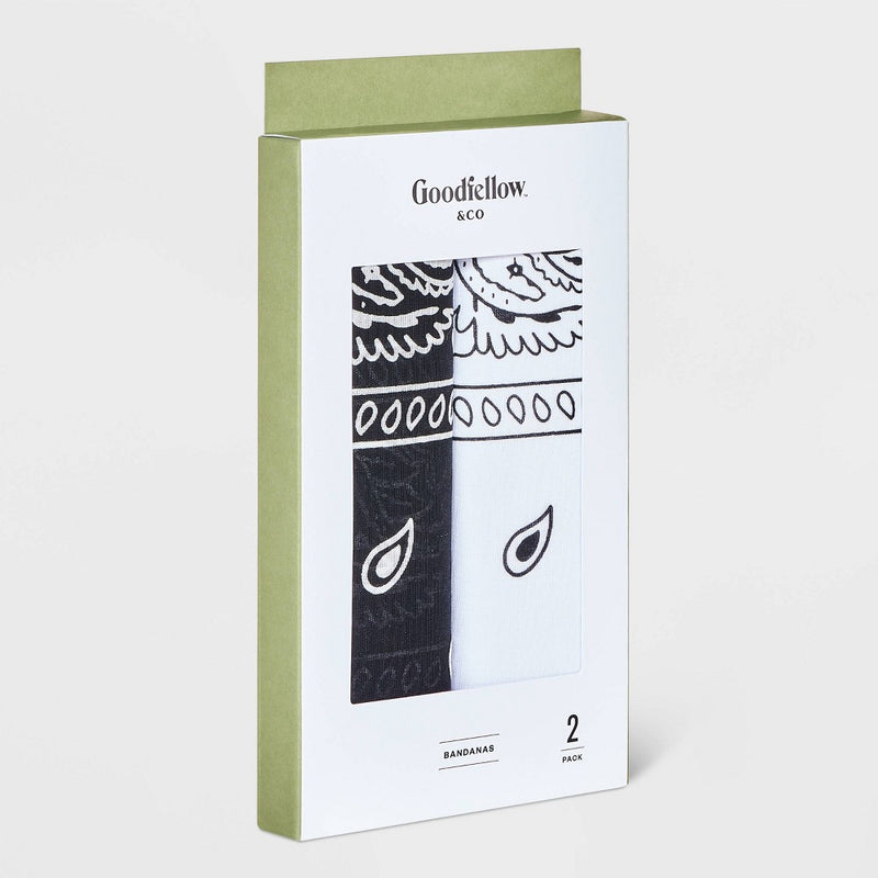 Men's Paisley Bandana Scarves - Goodfellow & Co Black/White