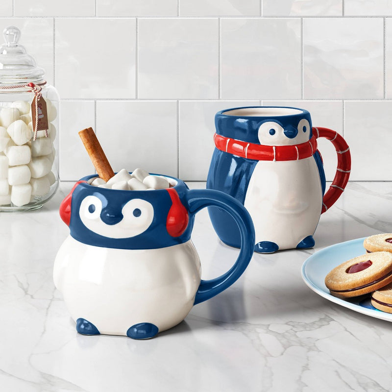 16oz Christmas Earthenware Figural Penguin Mug - Wondershop