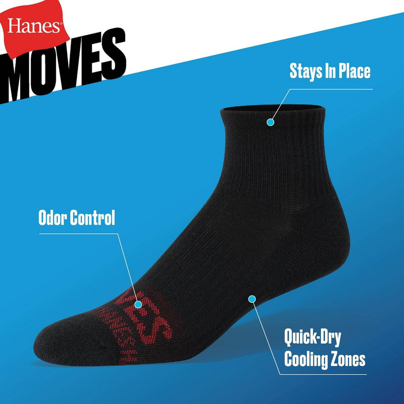 Hanes Moves Premium Men's Breathable Mesh Ankle Socks 3pk