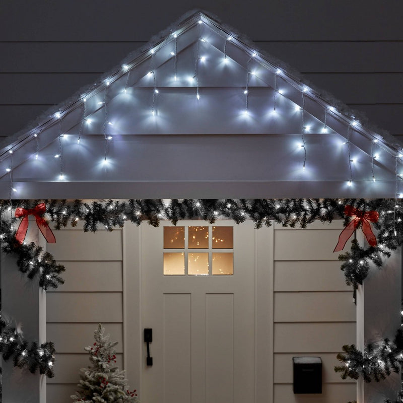 70ct LED Christmas Icicle Lights Cool White with White Wire - Wondershop