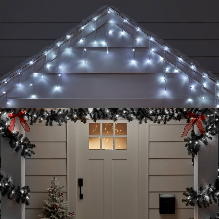 70ct LED Christmas Icicle Lights Cool White with White Wire - Wondershop