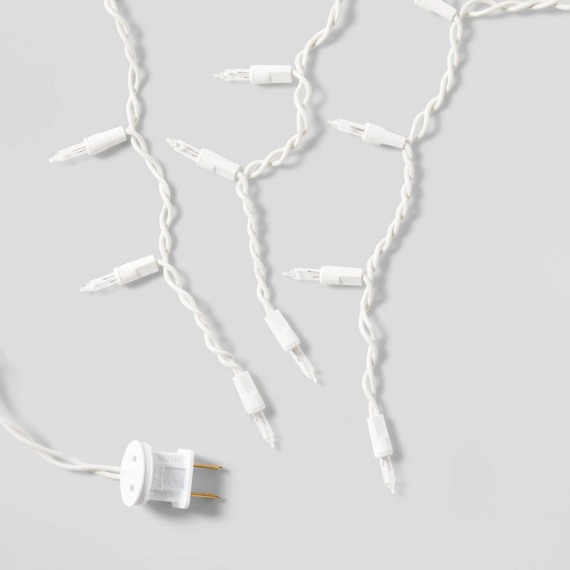 70ct LED Christmas Icicle Lights Cool White with White Wire - Wondershop