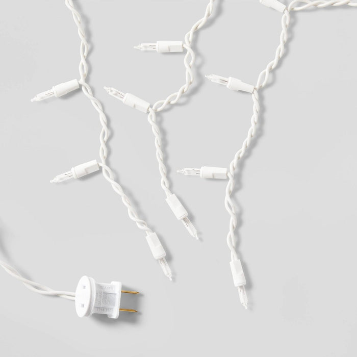 70ct LED Christmas Icicle Lights Cool White with White Wire - Wondershop