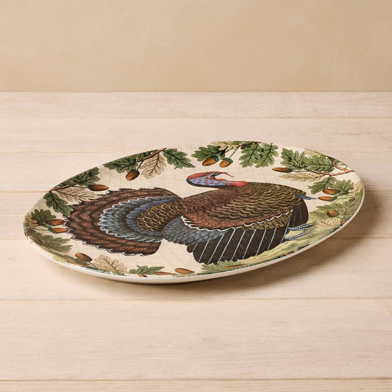 19"x14" Turkey with Acorn Stoneware Oval Serving Platter - John Derian for Target