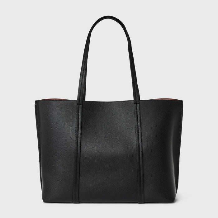 Triple Compartment Work Tote Handbag - A New Day Black