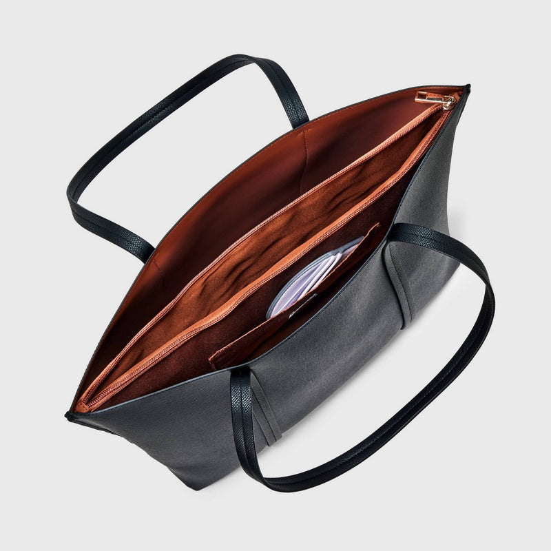 Triple Compartment Work Tote Handbag - A New Day Black