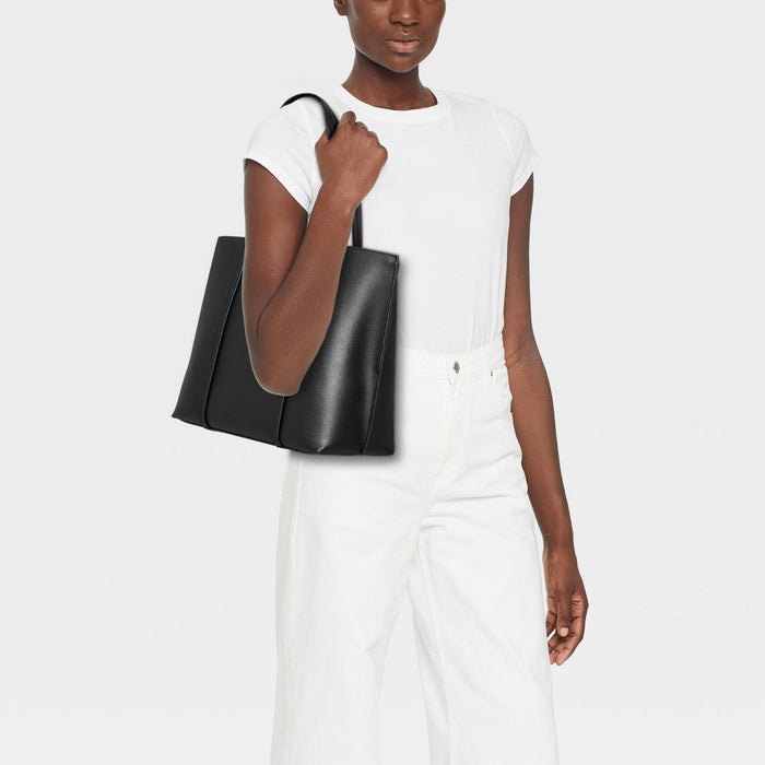 Triple Compartment Work Tote Handbag - A New Day Black