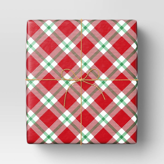 220 sq ft Plaid Christmas Gift Wrap Red/Green - Wondershop: Classic Patterns, 66' Length