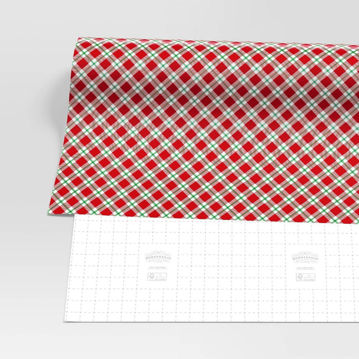 220 sq ft Plaid Christmas Gift Wrap Red/Green - Wondershop: Classic Patterns, 66' Length
